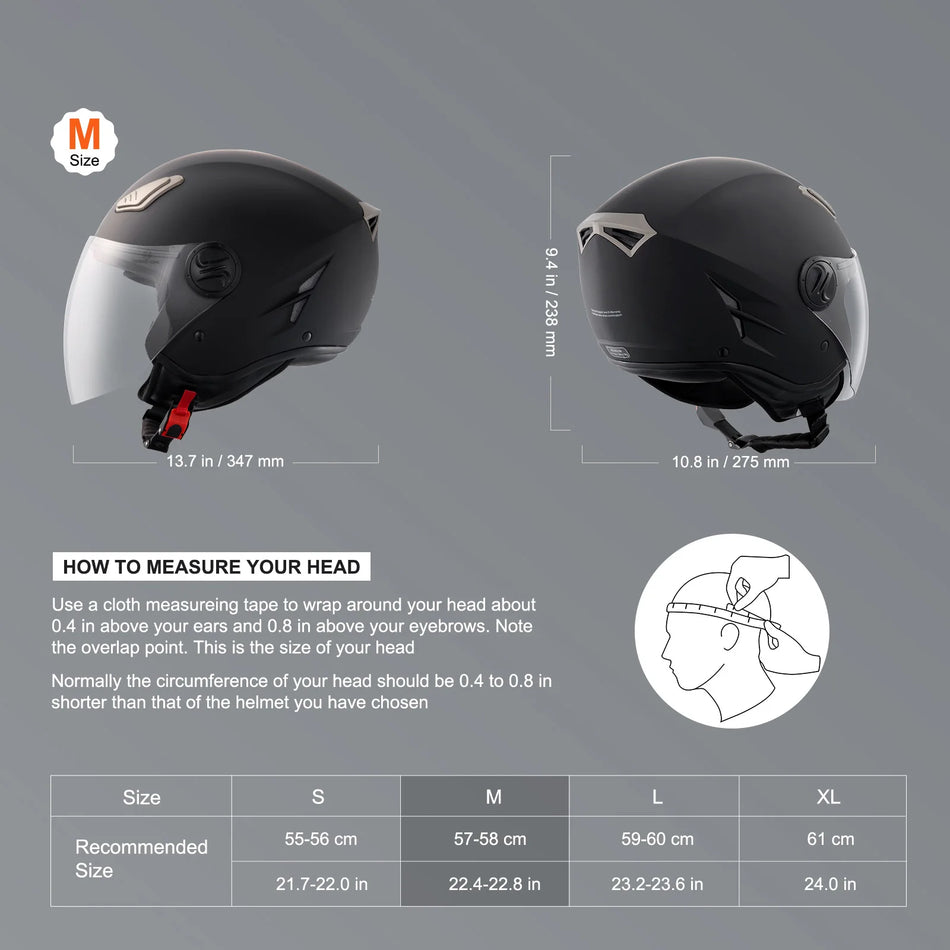 Üç Çeyrek Kask ECE ABS Değiştirilebilir Lens