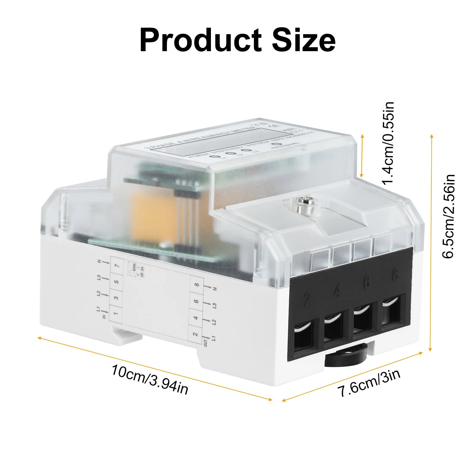 Contatore elettrico 3 fasi, 4 fili, calibrato, contatore di corrente digitale MID calibrato e certificato per contatore intermedio DIN 230/400 V, 5-100 A (B Contatore elettrico 3 fasi, 4 fili, calibrato, contatore di corrente digitale MID calibrato e certificato per contatore intermedio DIN 230/400 V, 5-100 A (B