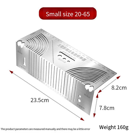 Arc Marking Ruler Right Angle Construction Arc Parallel Drawing Tool 90 Degree Folding Ruler for Metalworking Cutting Guide 20-65