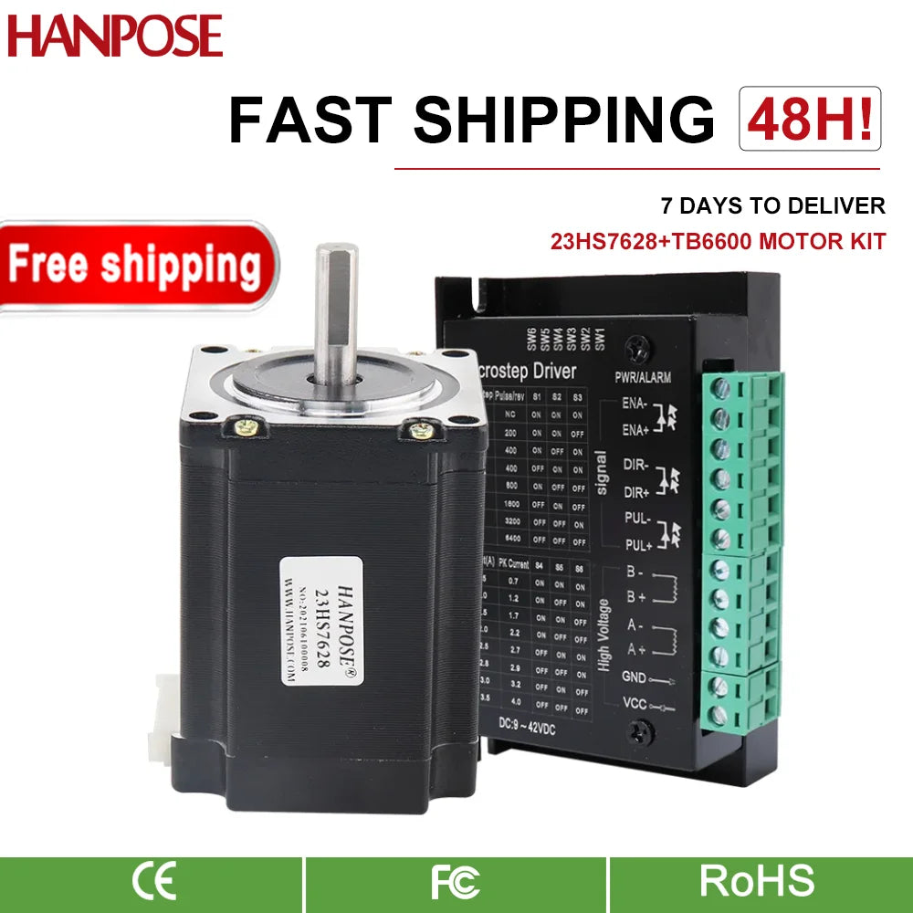 HANPOSE NEMA23 Stepper Motor &ndash; Exceptional Precision and Reliability CHINA / 7628-8mm-TB6600