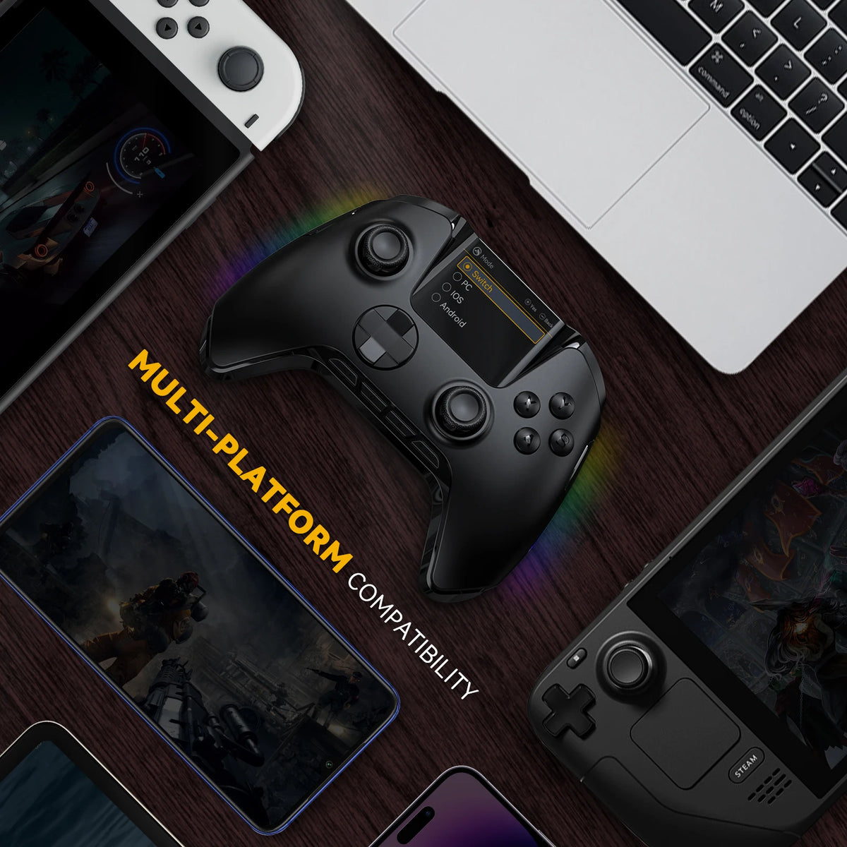 Manbaone 50 V2 Smart Wireless Gamepad &ndash; 2 Inch Screen Bluetooth Controller