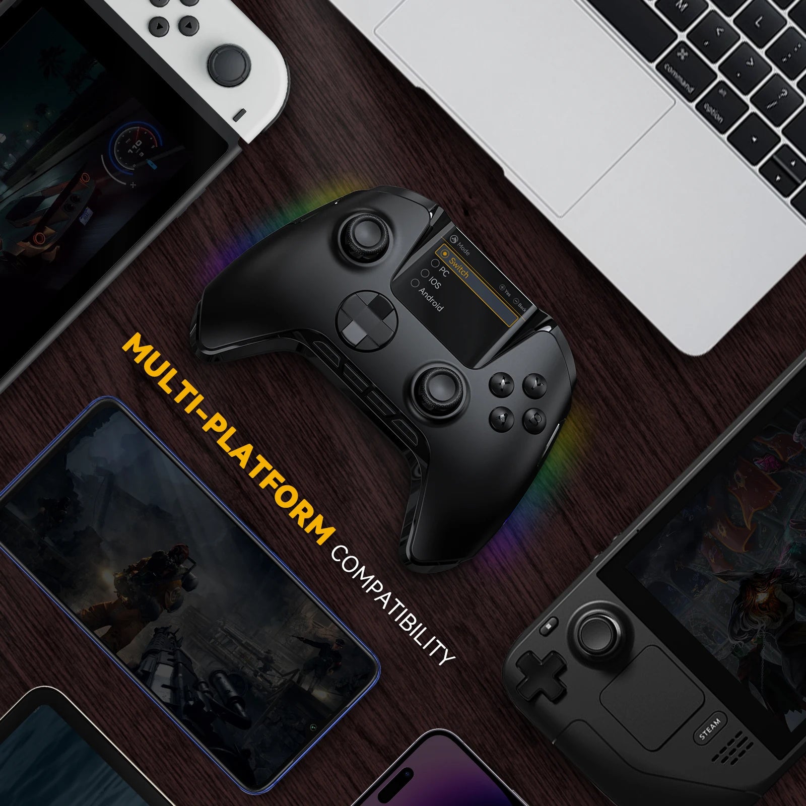 Manbaone 50 V2 Smart Wireless Gamepad &ndash; 2 Inch Screen Bluetooth Controller