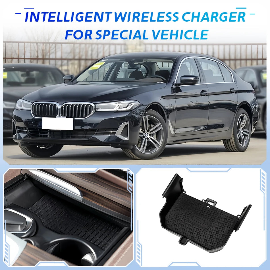 Chargeur de voiture sans fil Qi avec charge rapide 15W pour BMW Série 5 2018