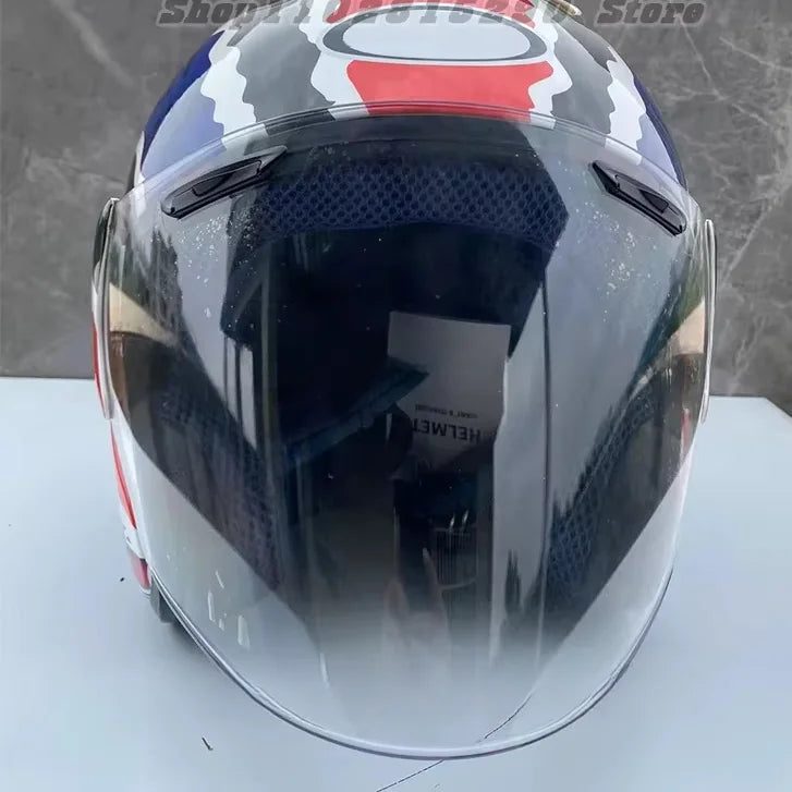 Ram3 Doohan Jubilee Half Helmet for Men and Women - Full Face Motorcycle Safety Clear / S