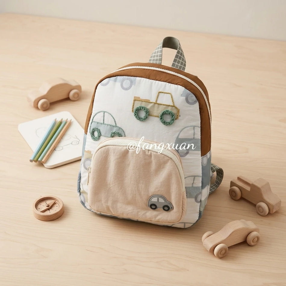 Kinder bestickter Rucksack aus leichtem, wasserdichtem Nylon für Jungen im Alter von 4 bis 6 Jahren