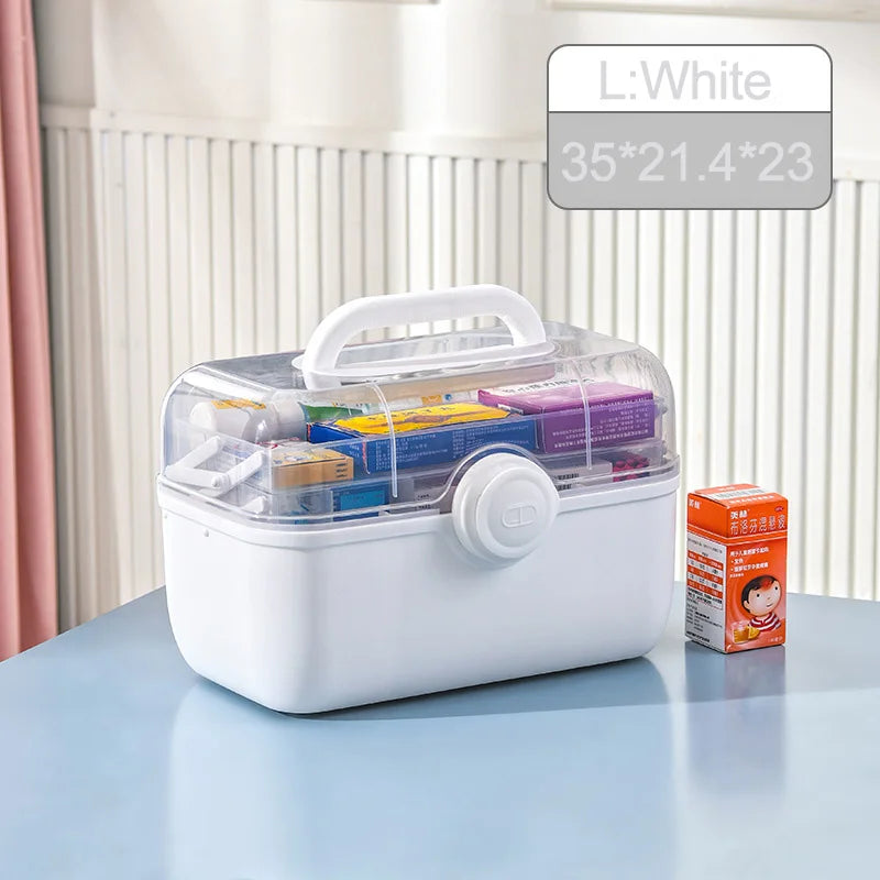 Hmeily BOX3 &ndash; Large Capacity Medicine Organizer for Family White L