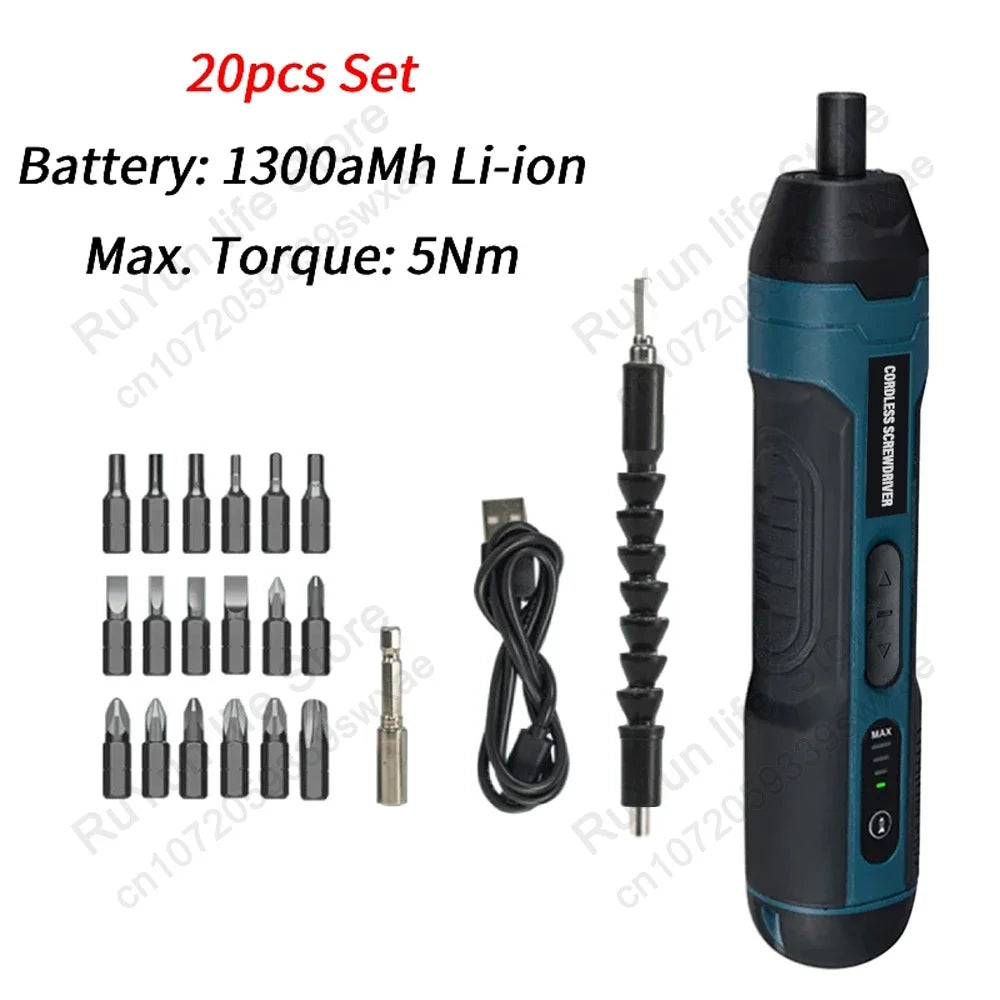 Mini Electric Screwdriver Set &ndash; USB Rechargeable 1300mAh 20 pcs set