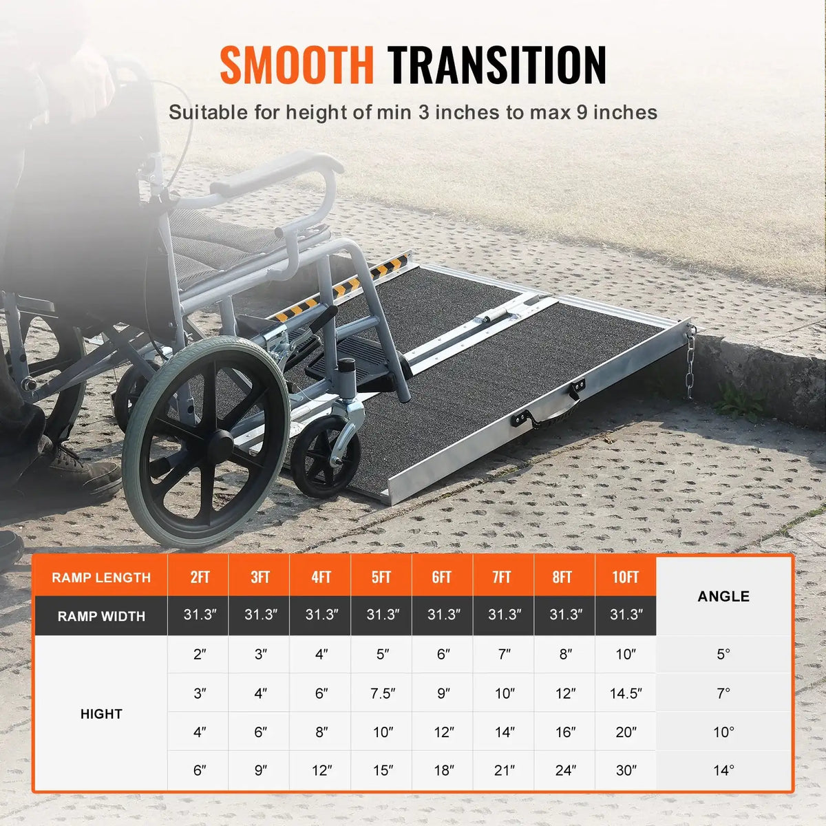 Portable Wheelchair Ramp - Non-Slip Design