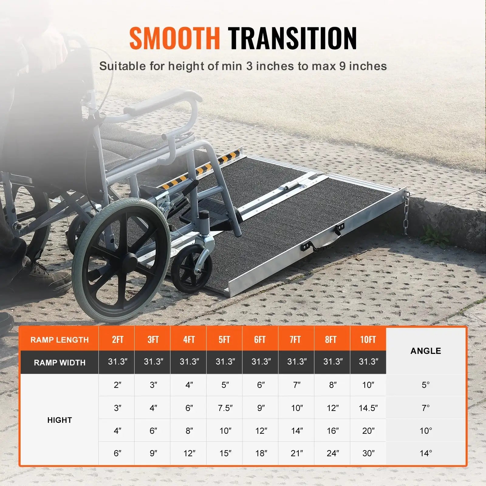 Portable Wheelchair Ramp - Non-Slip Design