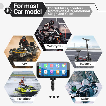 6.5inch CarPlay Motorcycle Screen &ndash; Wireless GPS Display