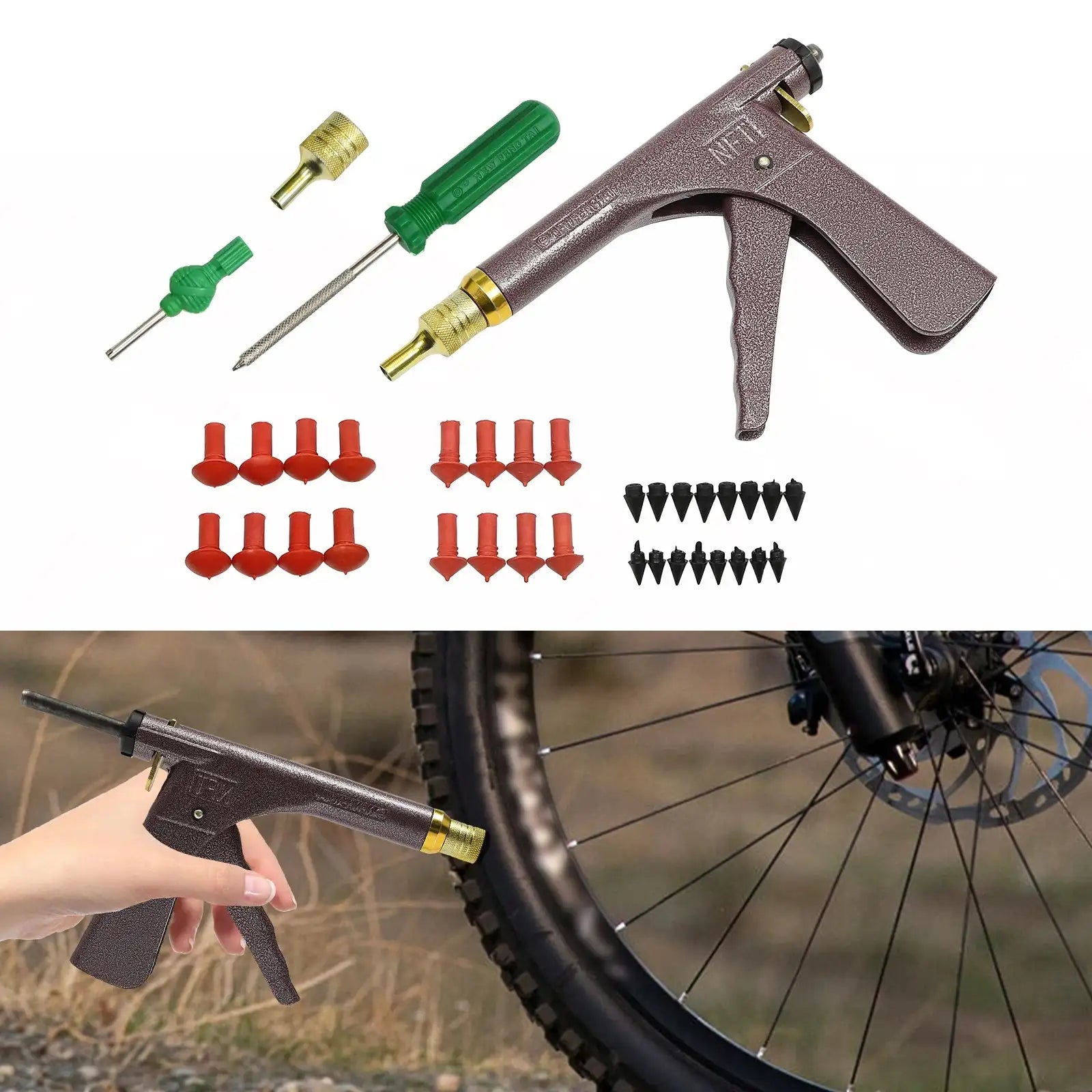 Tubeless Tire Repair Kit With Plugs &ndash; Portable Vacuum Gun