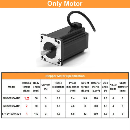 2PH 57 Open Loop Stepper Motor Drive Kit &ndash; High Precision Control 2Nm Motor / Only Motor