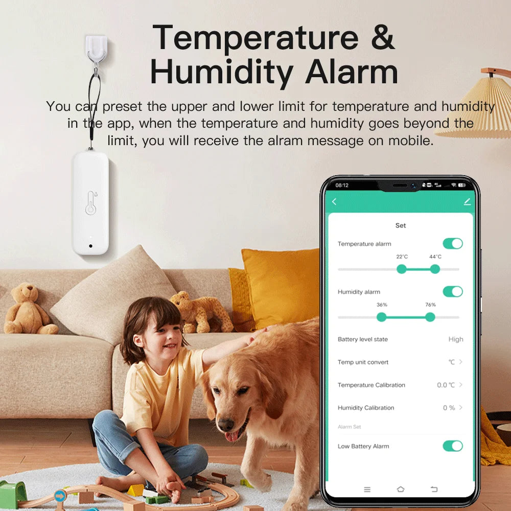 Tuya WiFi Waterproof Temperature Humidity Sensor for Smart Home Automation