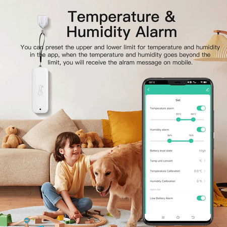 Tuya WiFi Waterproof Temperature Humidity Sensor for Smart Home Automation