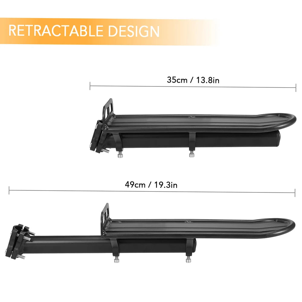 Retractable Aluminum Bike Mount Rear Seat Rack &ndash; Adjustable