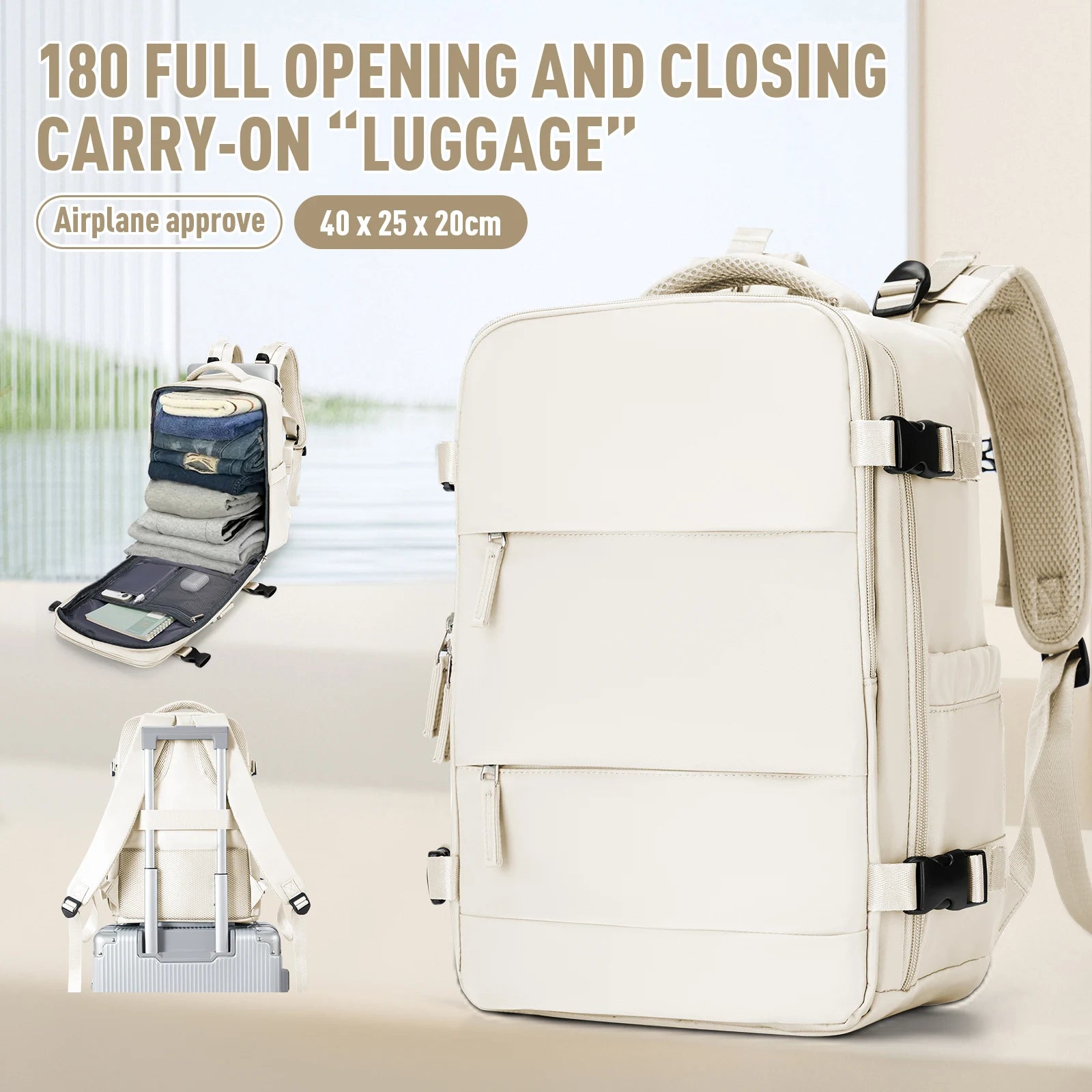 Anti Theft Cabin Travel Backpack &ndash; Ultra Lightweight Light Blue