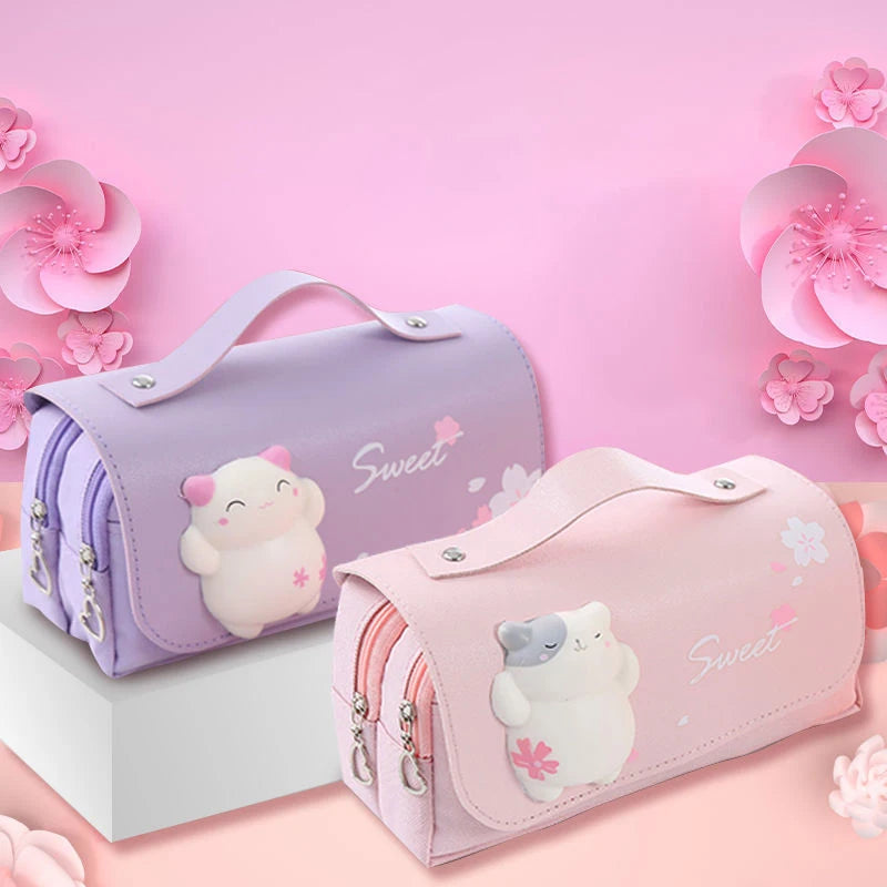 JETTING Cute Cat Double Layer Pencil Case