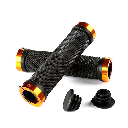Comfort Grip MTB Bicycle Handlebar Grips with Lock-On Alloy Cuffs Yellow