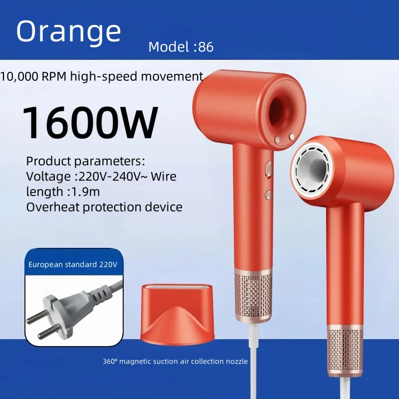 HOMEFISH 86 High Speed Hair Dryer - Negative Ion Anti Frizz Orange / EU