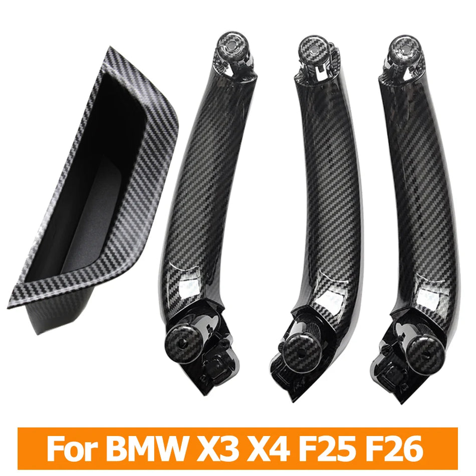 Door Handle Replacement Kit for BMW X3 X4 F25 F26 Interior Carbon Fiber Finish Durable PC and ABS Shell