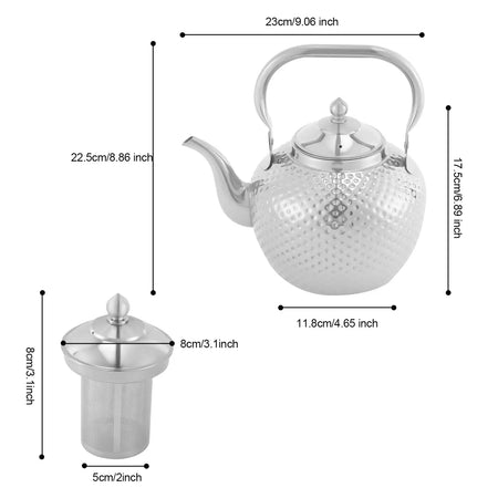 2L Hammered Spherical Kettle &ndash; Gas Stove Compatible Silver / GERMANY