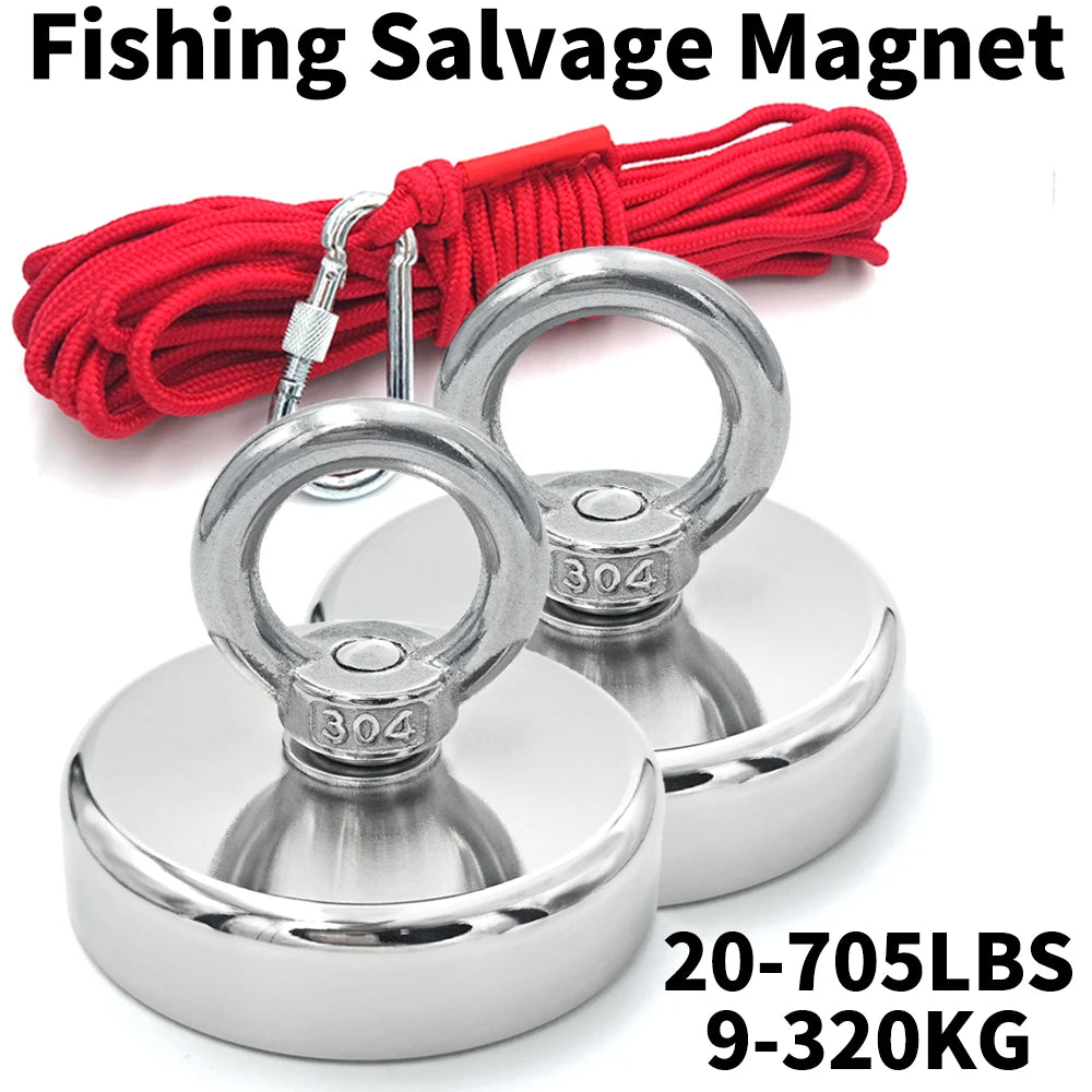 Super Strong Neodymium Fishing Hook N52 D16-D42mm Heavy Duty Rare Earth with Countersunk Hole Eyebolt Salvage Magnetic