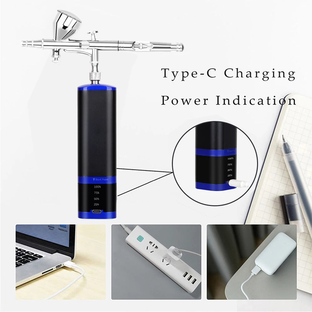 Portable Cordless Airbrush Mini Compressor Set - Noiseless