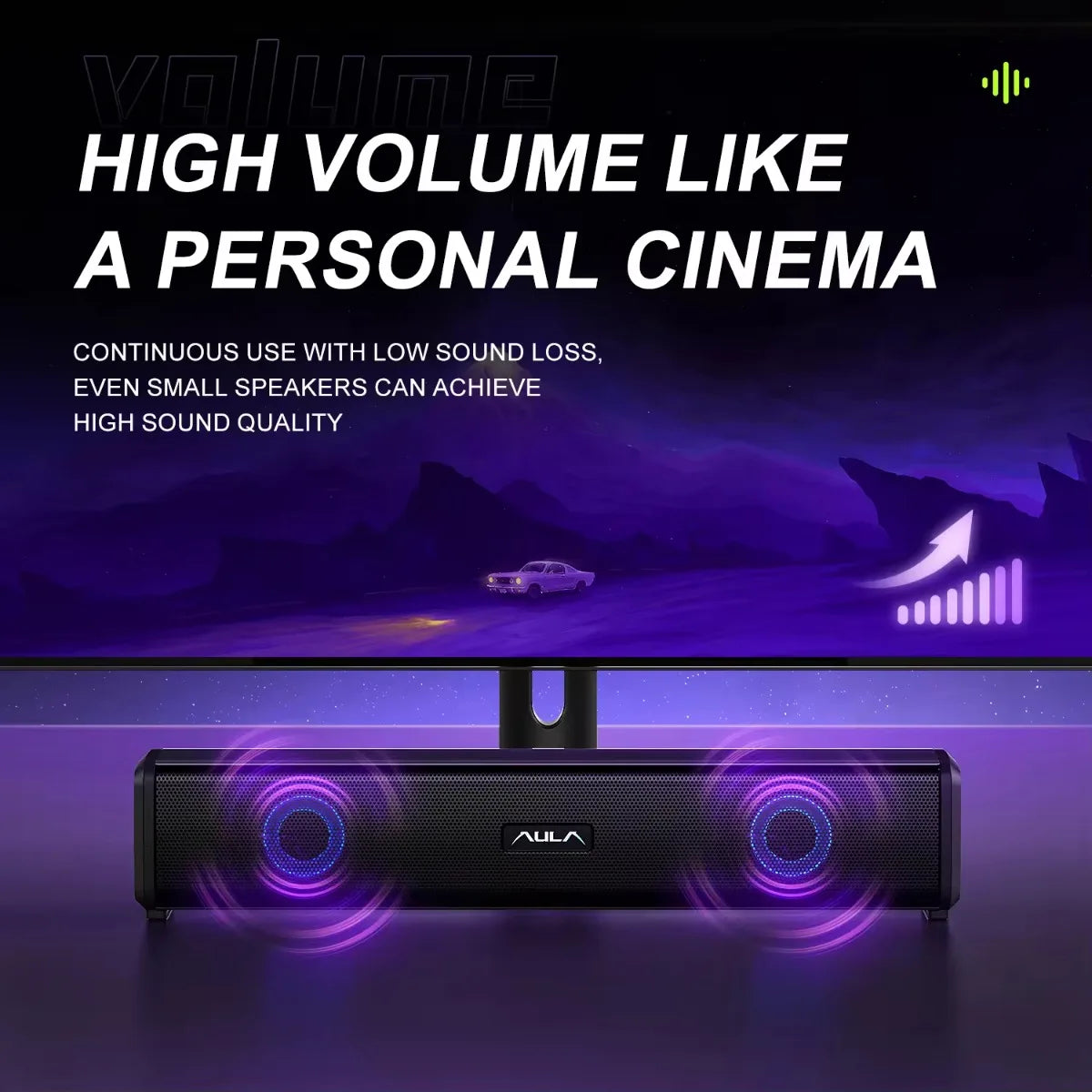AULA N-170 Soundbar  Wired RGB Illuminated Computer Speaker with Powerful Subwoofer for PC TV 4D Surround Sound USB Multimedia