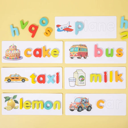 Wooden Alphabet Puzzle Animals Set - Word And Letters