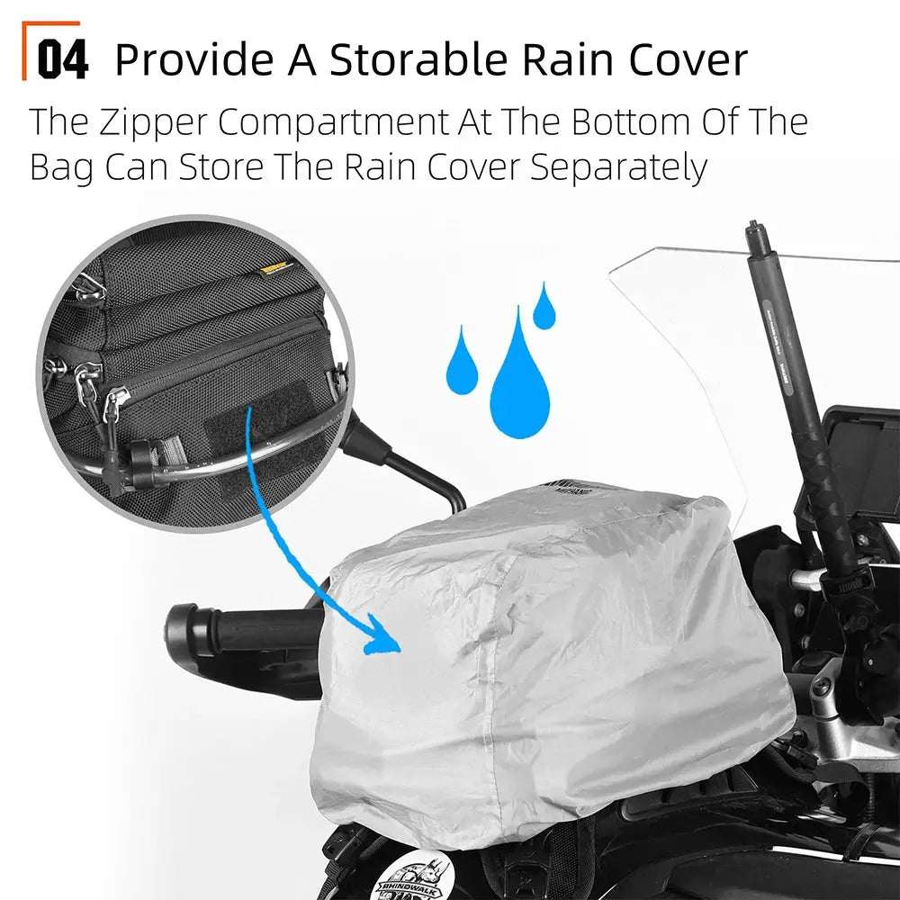 Rhinowalk Motorcycle Tank Bag 9L Multifunctional Backpack With RainCover 1.5L Water Bag MOLLE System Multi-compartment Universal by InterCyprus Trading Ltd