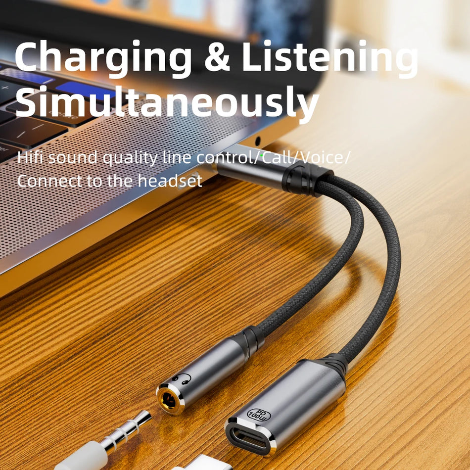 PD 100W USB-C to 3.5mm Audio &amp; Charging Adapter for iPhone 16