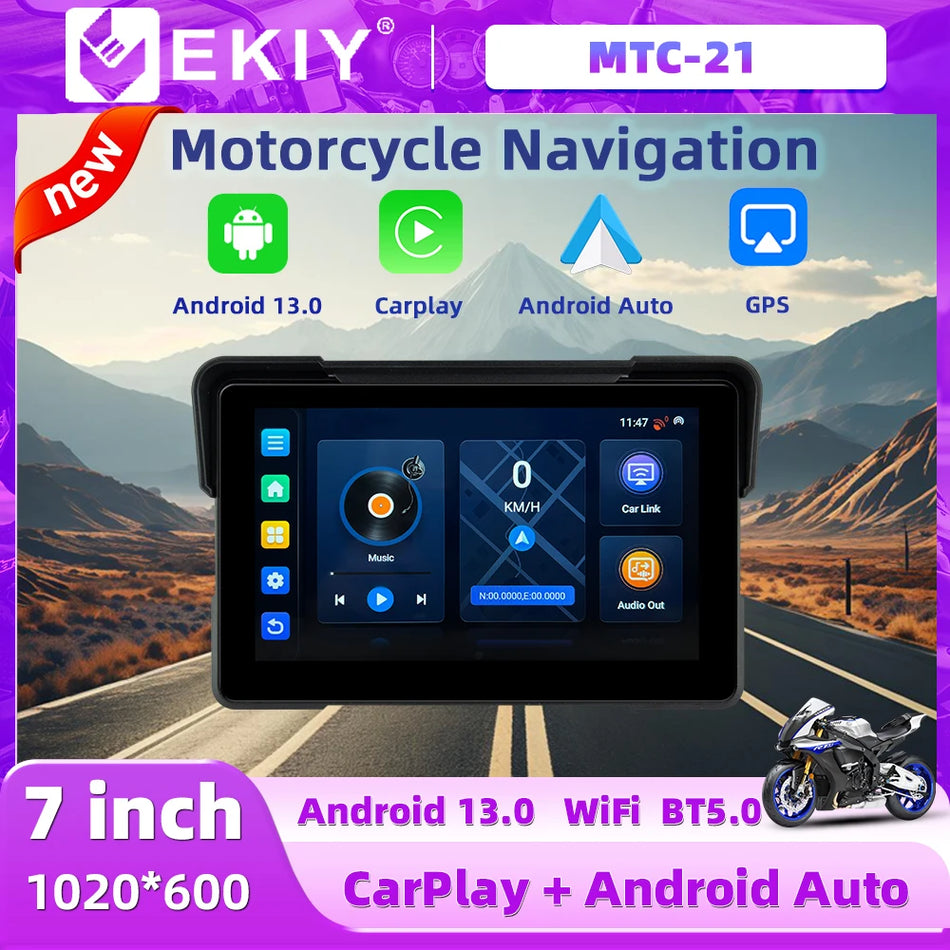 EVKEY New Android 13 Motorcycle GPS &ndash; Wireless CarPlay and Android Auto