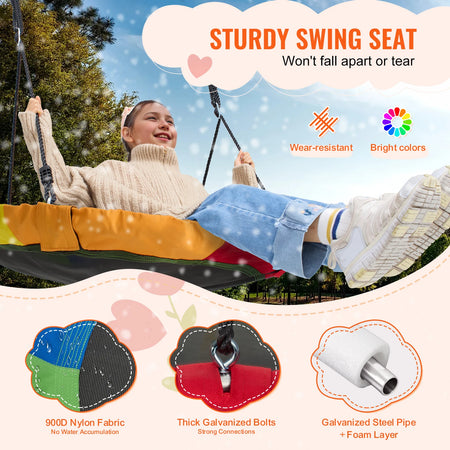 SucceBuy Tree Swing Saucer Round Swing 750lbs &ndash; Sturdy Ropes