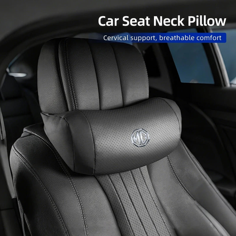 Breathable Leather Neck Support Car Headrest Pillow for Morris Garages MG Models - MG 6, 3, 5, 7, TF, ZR, ZS, HS, GS, GT, Hector, RX5