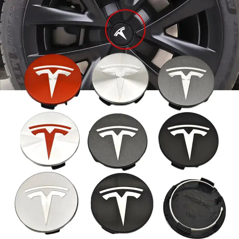 4 pcs/set suitable for Tesla Model 3 Y S X wheel center cap badge, modified wheel hub cap ABS 56mm Tesla original car wheel cent by InterCyprus Trading Ltd