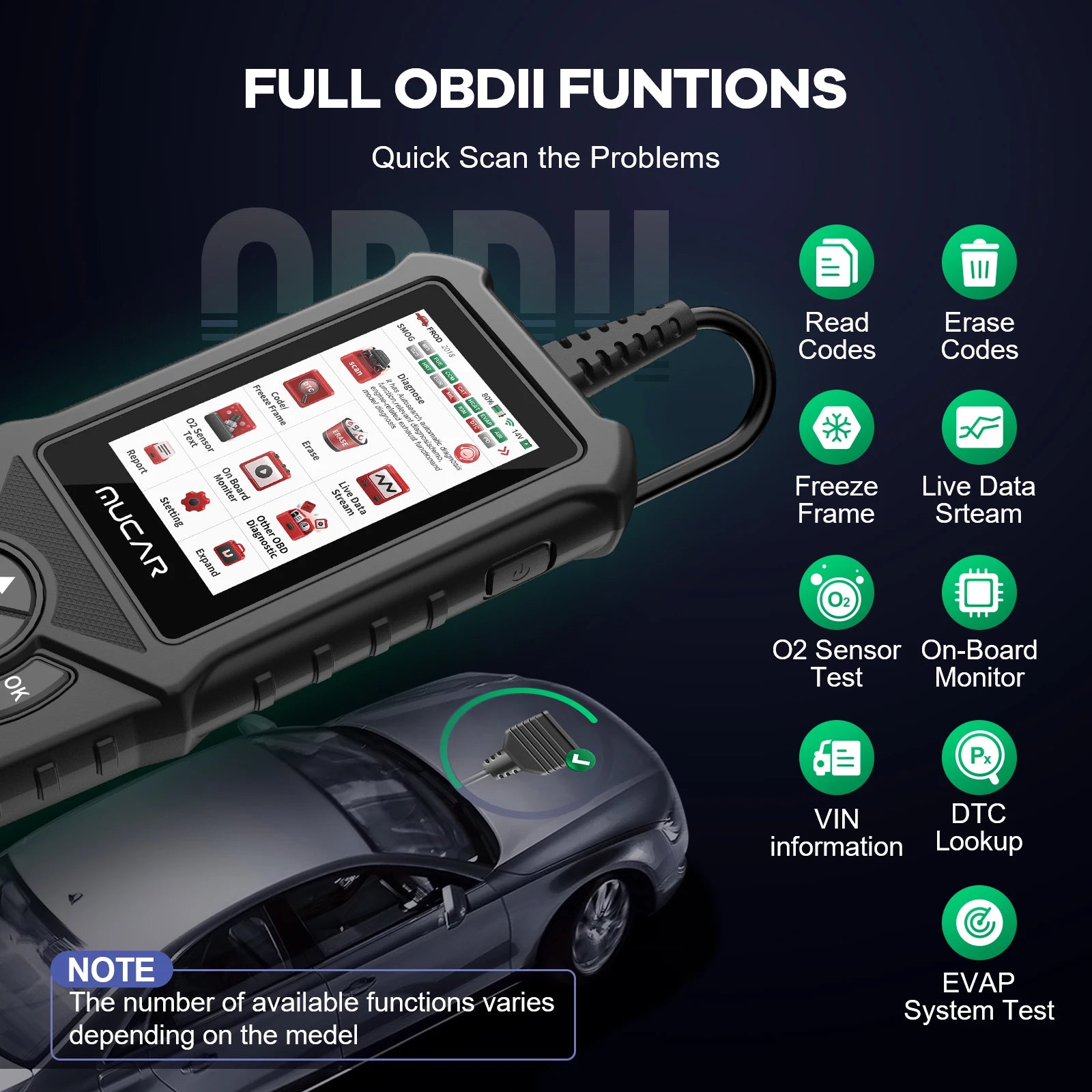 MUCAR CDE900 Obd2 Scanner &ndash; 4 Inch Touchscreen Free Update