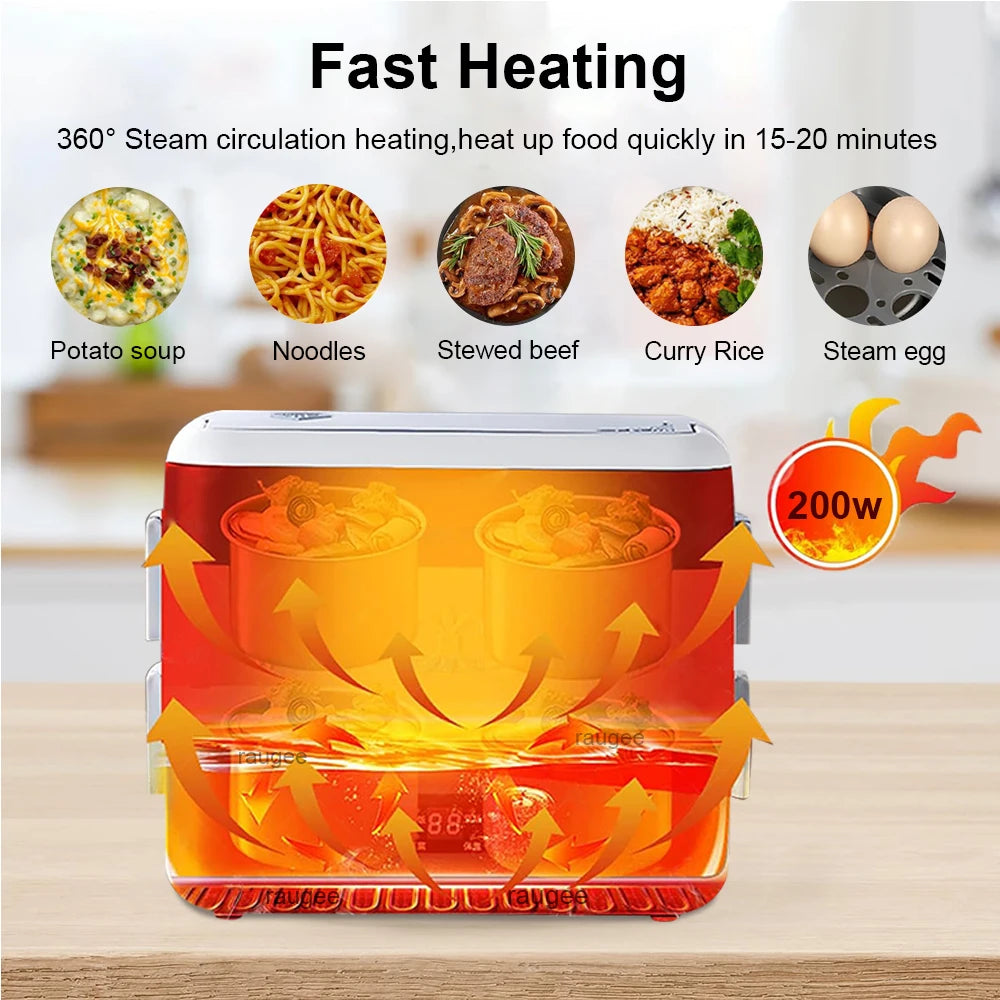 Electric Lunch Box 2.4L &ndash; 200W Fast Heating Portable Steamer