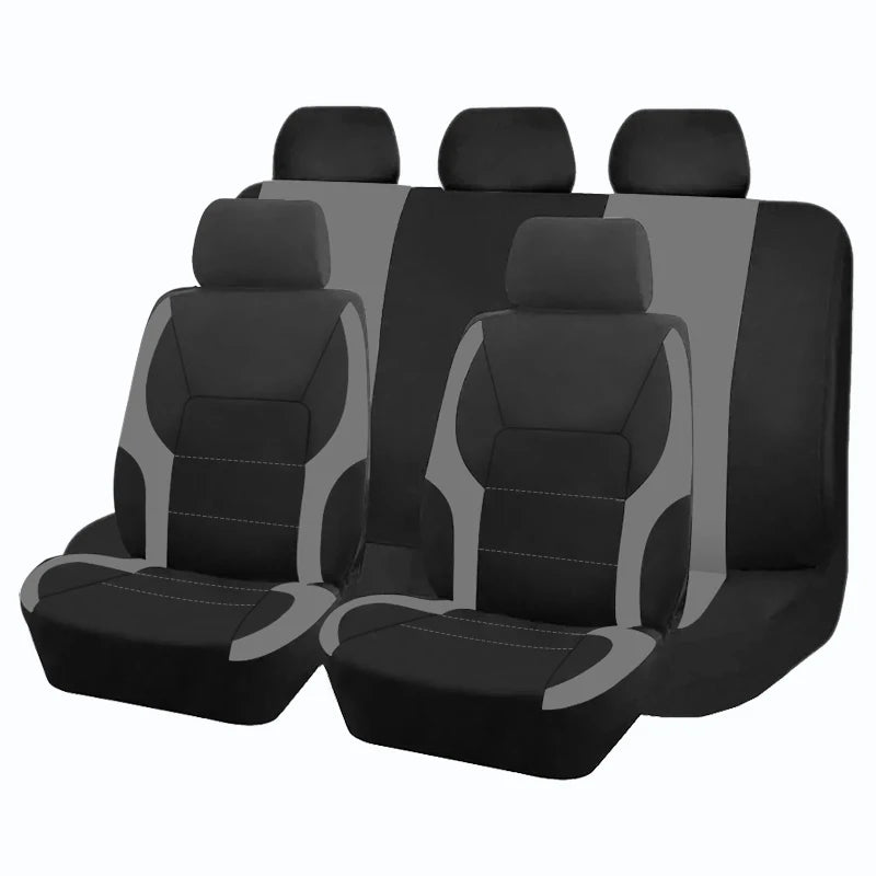 Sporty Universal Polyester Car Seat Covers for All Vehicles Gray 5 seat