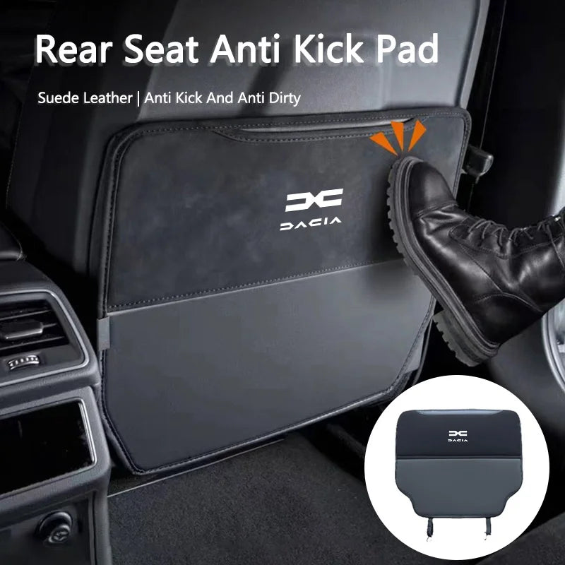Leather Car Anti-Kick Mat Seat Back Protector for Dacia Logan, Duster, Sandero, Lodgy, and Stepway - Waterproof and Easy to Install