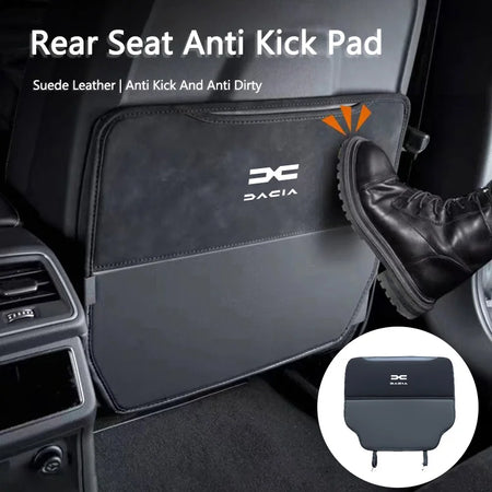 Leather Car Anti-Kick Mat Seat Back Protector for Dacia Logan, Duster, Sandero, Lodgy, and Stepway - Waterproof and Easy to Install
