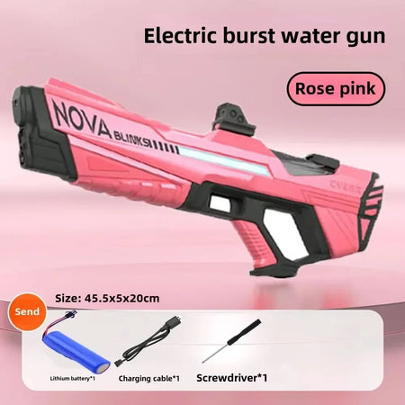 Automatic Electric Water Gun for Kids - High Capacity with Self-Absorption for Epic Outdoor Summer Water Battles Pink