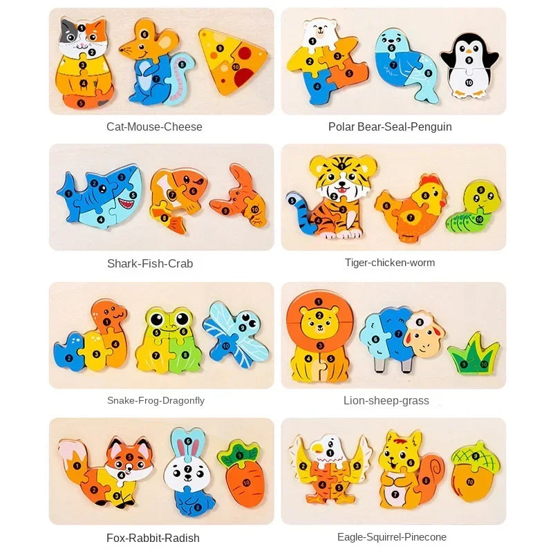 Wooden Food Chain Matching Puzzle Lion Bear &ndash; Educational