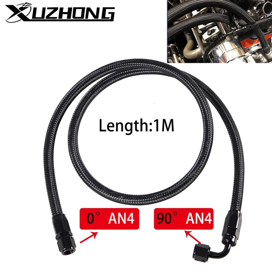 Raccords de carburant en huile tressés noirs AN4, kit d'adaptateur d'extrémité de tuyau 0-90 degrés