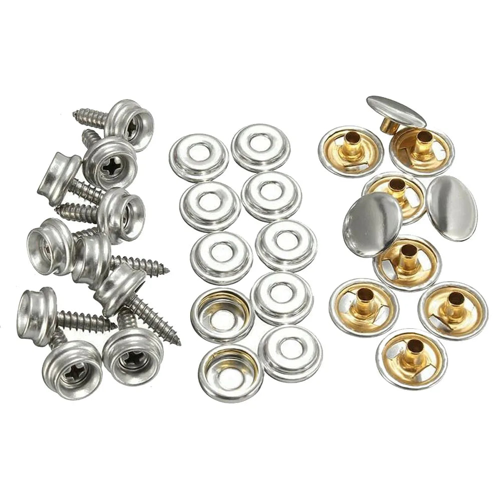 30pcs/Set Snap Fastener Stainless Canvas Capos Screw Tent Marine Boat Canvas Cover Tools Sockets Buttons Car Canopy Accessories