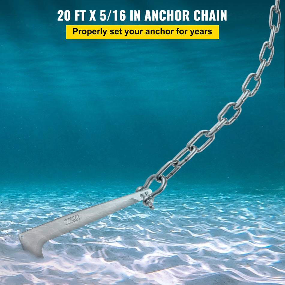 Якорная цепь для лодки 20ft 3/8 Bow Shackles из нержавеющей стали