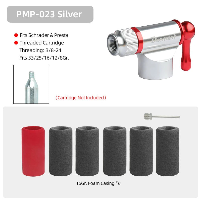 Bicycle CO2 Nozzle &ndash; Quick Inflation for Schrader and Presta Valves PMP023 Silver T4Z / CHINA