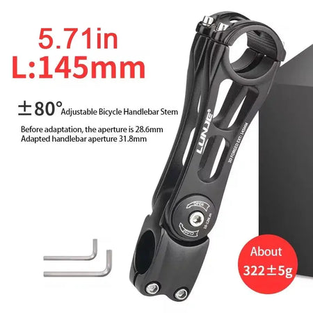 Adjustable Bicycle Handlebar Stem 90/110/130/145MM Road Mountain Bike Stem -80° 80° MTB Power Adjustment 31.8mm Bike Table by InterCyprus Trading Ltd