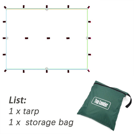 Versatile Waterproof Camping Tarp with 19 Hang Points - Lightweight Sun Shelter only tarp cloth / Khaki 3x3m