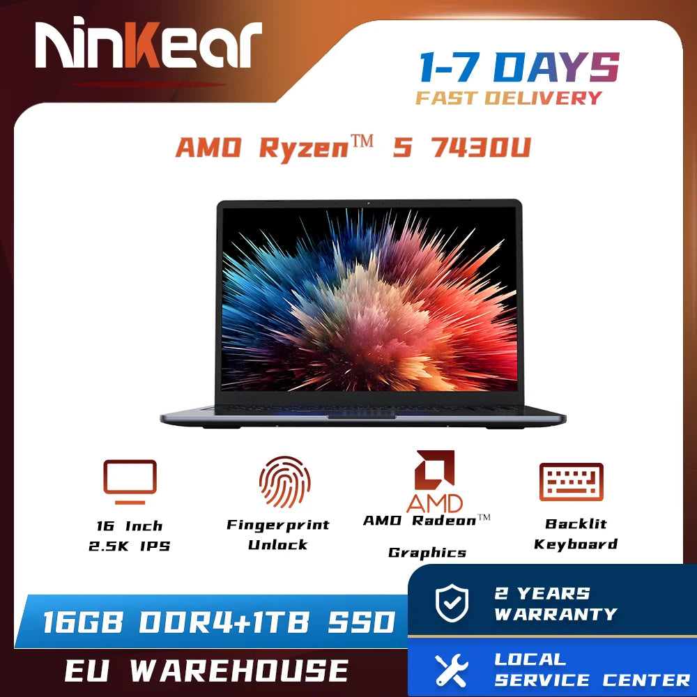 Ninkear A15 Pro Laptop &ndash; High-Performance AMD Ryzen 5 with 16-Inch 2.5K IPS Display