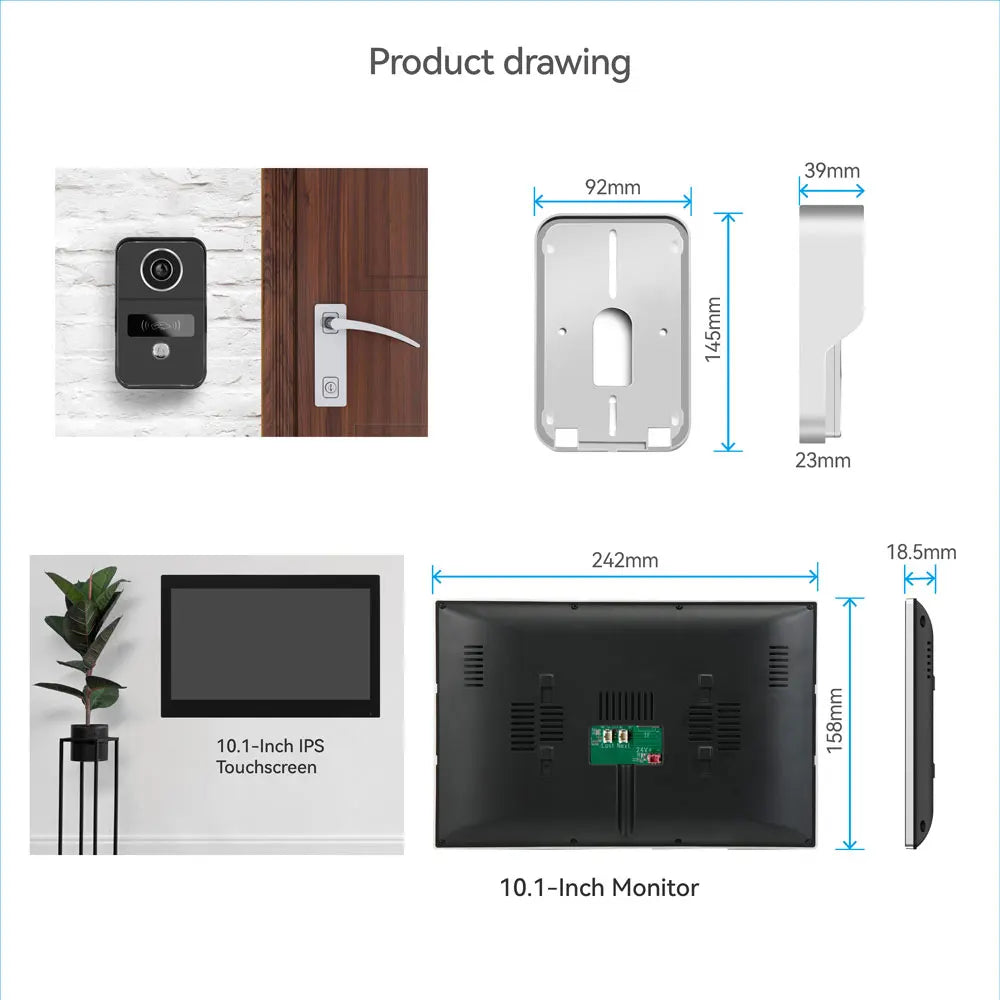 Tuya Smart Wifi Video Door Phone Camera &ndash; 1080P LCD Monitor